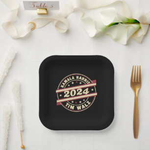Harris Walz 2024 for President Patriotic Kamala Paper Plate