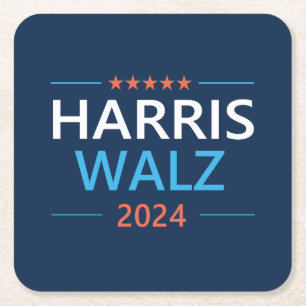Harris Walz 2024 for President Square Paper Coaster