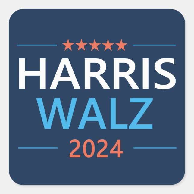 Harris Walz 2024 for President Square Sticker (Front)