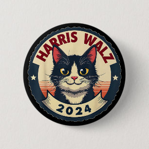 Harris Walz 2024 Funny Cat Election Kamala Harris 6 Cm Round Badge