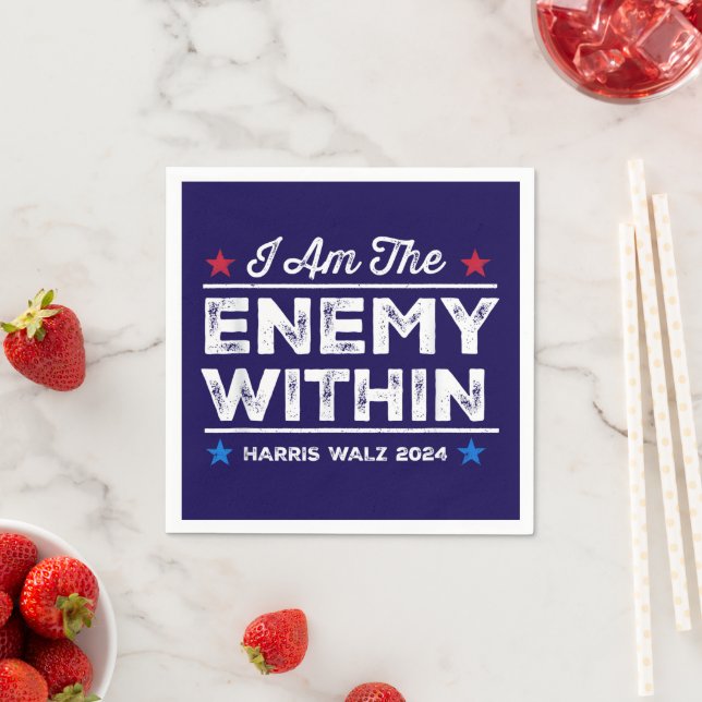 Harris Walz 2024 I Am The Enemy Within Blue Napkin (Insitu)