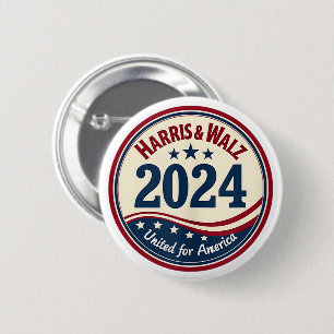 Harris Walz 2024 Kamala Harris Tim Waltz USA Flag  6 Cm Round Badge