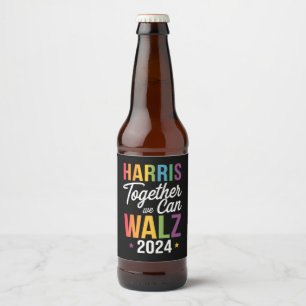 Harris Walz 2024 Kamala Together We Can LGBT Beer Bottle Label