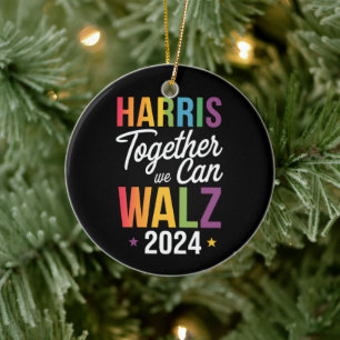Harris Walz 2024 Kamala Together We Can LGBT Ceramic Ornament