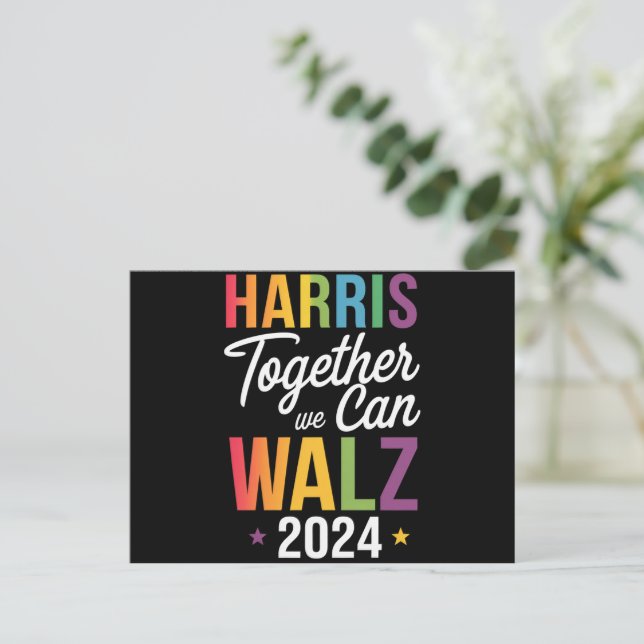 Harris Walz 2024 Kamala Together We Can LGBT Postcard (Standing Front)