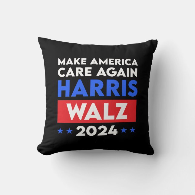 Harris Walz 2024 Make America Care Again Cushion (Front)