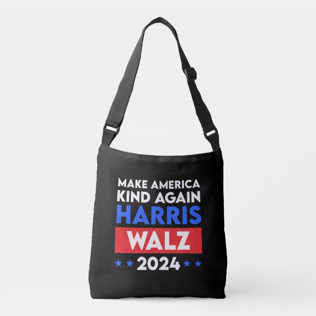 Harris Walz 2024 Make America Kind Again Crossbody Bag (Front)