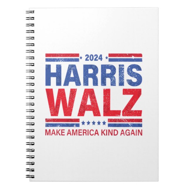 Harris Walz 2024 Make America Kind Again  Notebook (Front)