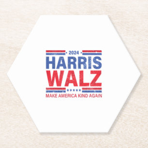 Harris Walz 2024 Make America Kind Again Paper Coaster