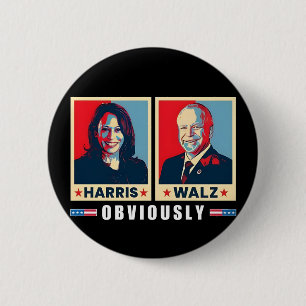 Harris Walz 2024 Obviously 6 Cm Round Badge