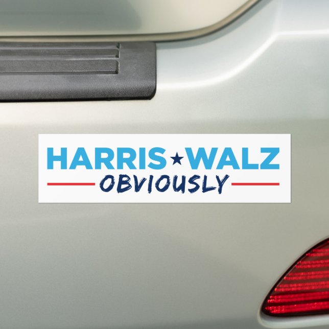 Harris Walz 2024 Obviously Bumper Sticker (On Car)