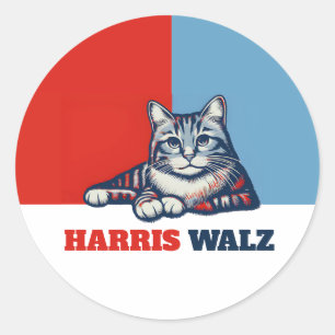Harris Walz 2024 Obviously Cat Classic Round Sticker
