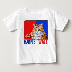 Harris Walz 2024 Obviously Cat Red Blue Baby T-Shirt