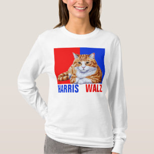 Harris Walz 2024 Obviously Cat Red Blue T-Shirt
