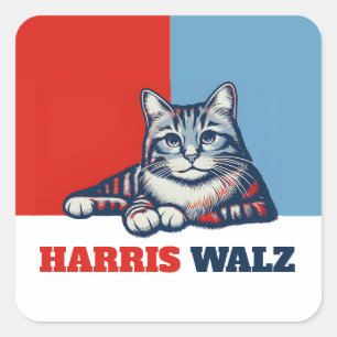 Harris Walz 2024 Obviously Cat Square Sticker