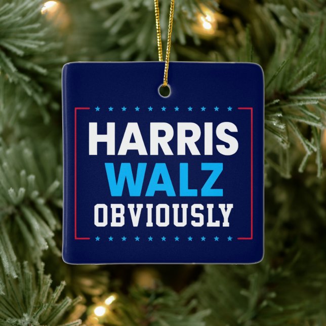 Harris Walz 2024 Obviously Ceramic Ornament (Tree)