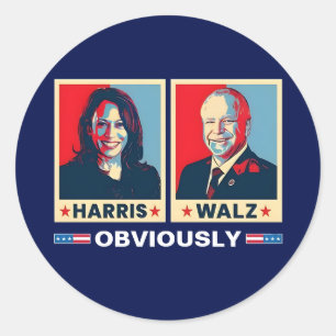 Harris Walz 2024 Obviously Classic Round Sticker