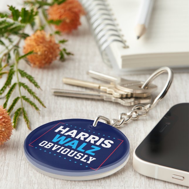 Harris Walz 2024 Obviously Key Ring (Front Right)