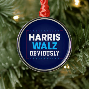 Harris Walz 2024 Obviously Metal Ornament