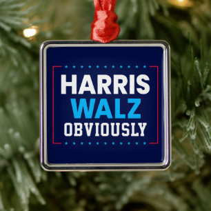 Harris Walz 2024 Obviously Metal Ornament