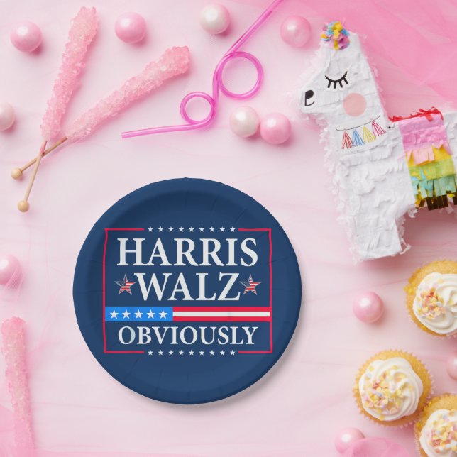 Harris Walz 2024 Obviously Paper Plate (Party)