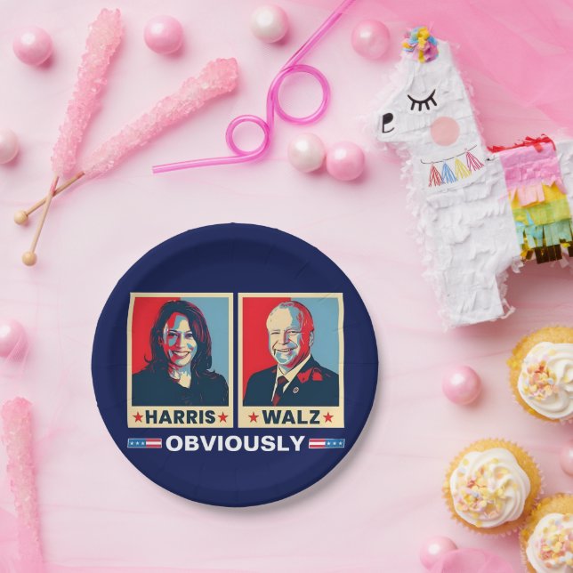 Harris Walz 2024 Obviously Paper Plate (Party)