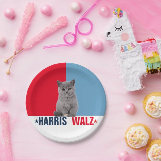 Harris Walz 2024 Obviously Red Blue Paper Plate (Party)