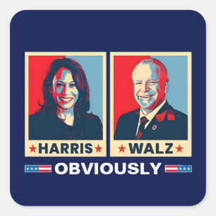Harris Walz 2024 Obviously Square Sticker