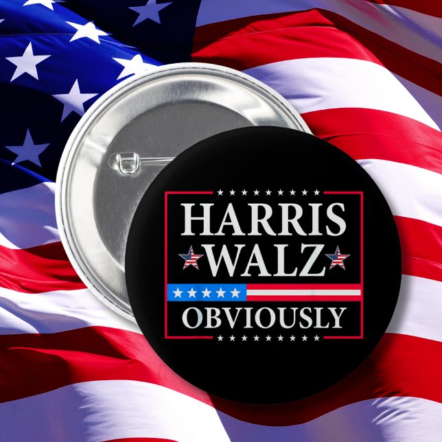 Harris Walz 2024 Obviously | Tim Walz 6 Cm Round Badge (Creator Uploaded)