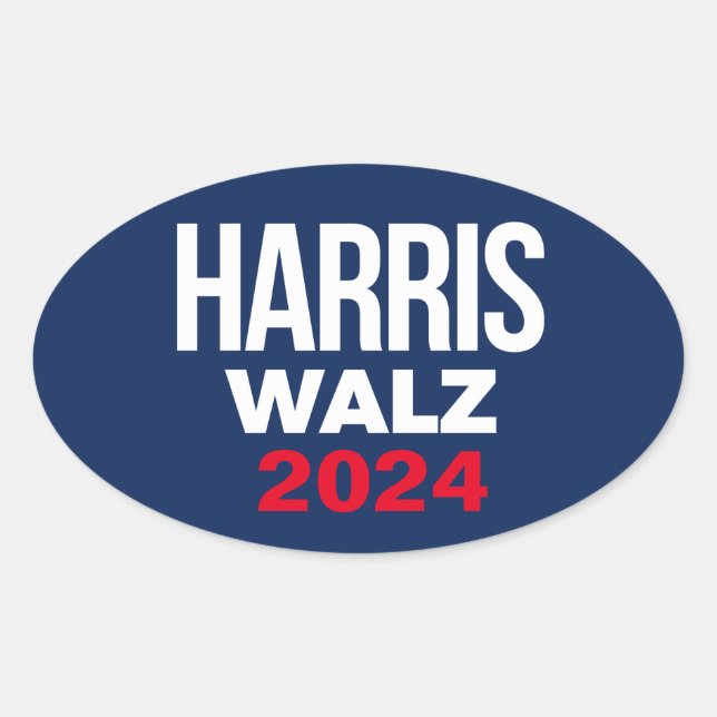 Harris Walz 2024 Oval Sticker (Front)