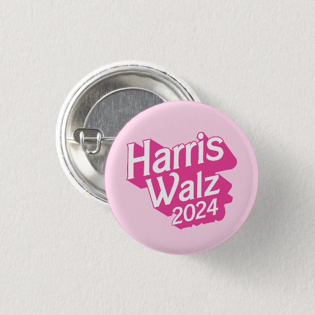 Harris Walz 2024 Pink 3 Cm Round Badge (Front & Back)