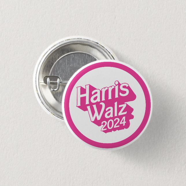 Harris Walz 2024 Pink 3 Cm Round Badge (Front & Back)