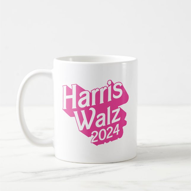 Harris Walz 2024 Pink Coffee Mug (Left)