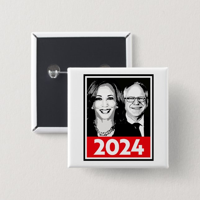 Harris Walz 2024 Poster 15 Cm Square Badge (Front & Back)