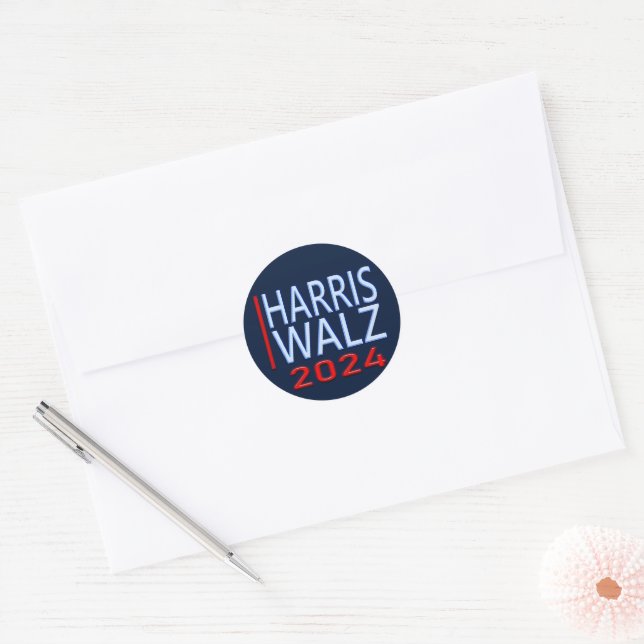 Harris Walz 2024 Presidential Election Classic Round Sticker (Envelope)