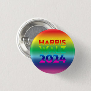 Harris Walz 2024 rainbow gradient lgbtq gay pride 3 Cm Round Badge