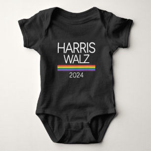 Harris Walz 2024 Rainbow LGBTQ Pride Flag Baby Bodysuit