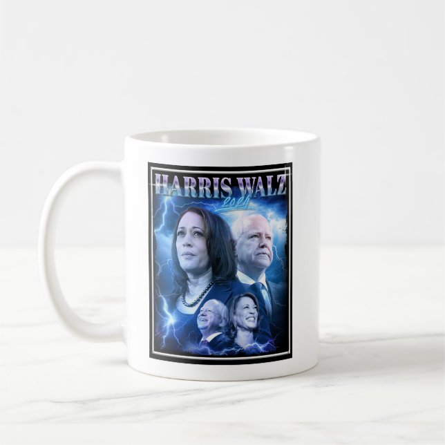 Harris Walz 2024 Retro 90s Style Coffee Mug (Left)