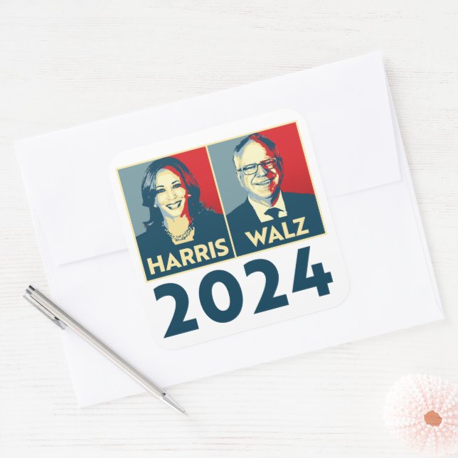 Harris Walz 2024 Square Sticker (Envelope)
