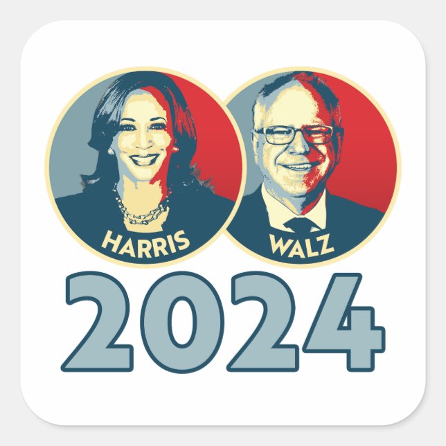 Harris Walz 2024 Square Sticker (Front)