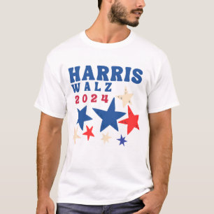 Harris Walz 2024 Stars Democrat Party Election  T-Shirt