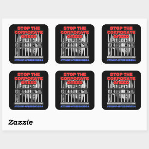 HARRIS-WALZ 2024 STOP THE CORPORATE GREED SQUARE STICKER
