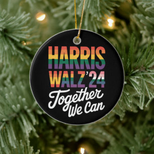 Harris Walz 2024 Together We Can Election LGBTQIA  Ceramic Ornament