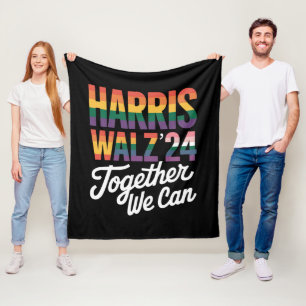 Harris Walz 2024 Together We Can Election LGBTQIA Fleece Blanket