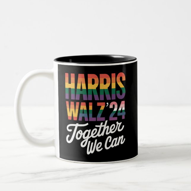Harris Walz 2024 Together We Can Election LGBTQIA  Two-Tone Coffee Mug (Left)