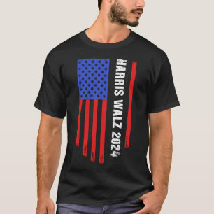 Harris Walz 2024 US American Flag T-Shirt