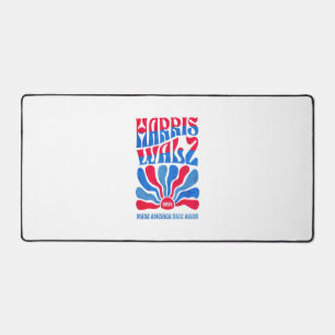 Harris Walz 2024 Vintage Boho Groovy Retro red Blu Desk Mat