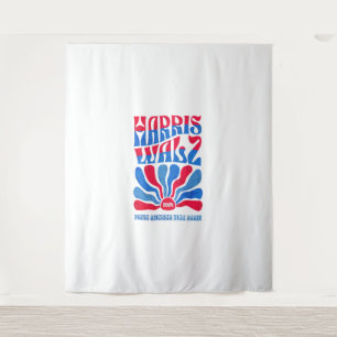 Harris Walz 2024 Vintage Boho Groovy Retro red Blu Tapestry
