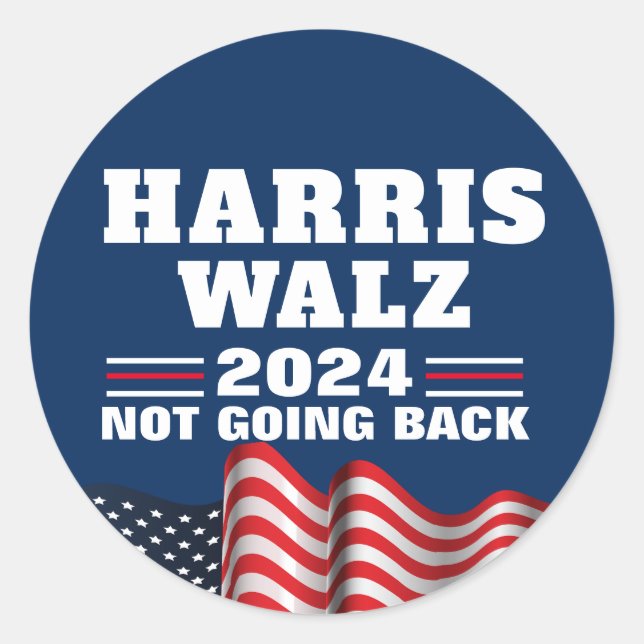 Harris Walz 2024 | Vote Democrat Classic Round Sticker (Front)