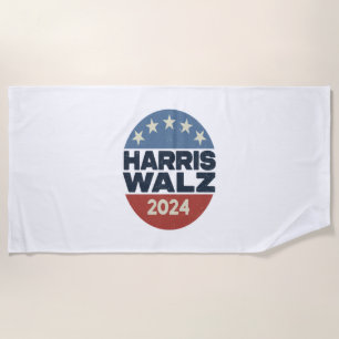 HARRIS WALZ 2024 VOTE FOR KAMALA HARRIS TIM WALZ BEACH TOWEL